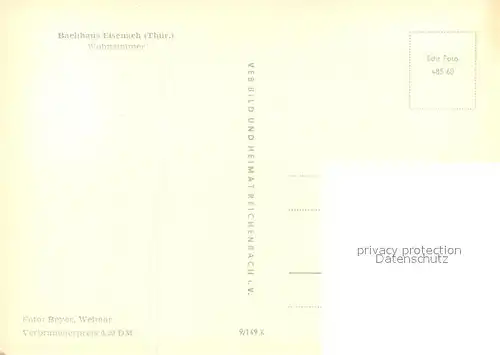 AK / Ansichtskarte Eisenach_Thueringen Bachhaus Wohnzimmer Eisenach Thueringen