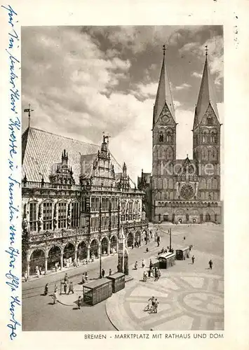 AK / Ansichtskarte Bremen Marktplatz mit Rathaus und Dom Bremen
