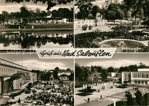 AK / Ansichtskarte Bad_Salzuflen Seeterrassen Leopoldsprudel Konzert  und Wandelhalle Konzertplatz Seeterrassen Bad_Salzuflen