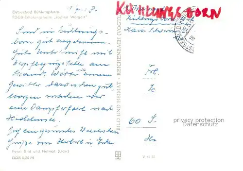 AK / Ansichtskarte Kuehlungsborn_Ostseebad Erholungsheim Jochen Weigert Strand Kuehlungsborn_Ostseebad