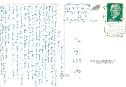 AK / Ansichtskarte Bad_Brambach Sanatorium Joliot Curie Haus Bad_Brambach