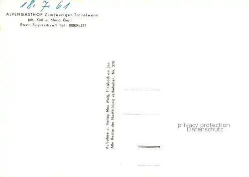 AK / Ansichtskarte Bayrischzell Alpengasthof zum feurigen Tatzelwurm Bayrischzell