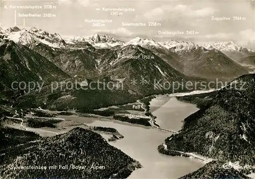 AK / Ansichtskarte Sylvensteinsee_Lenggries Fliegeraufnahme See mit Fall Sylvensteinsee_Lenggries