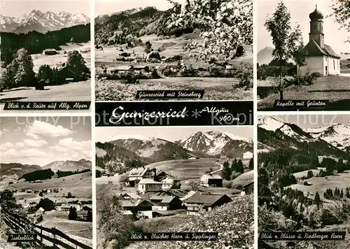 AK / Ansichtskarte Gunzesried Blick von der Reute Kapell mit Gruenten Riedberger Horn Iseler Blick Gunzesried
