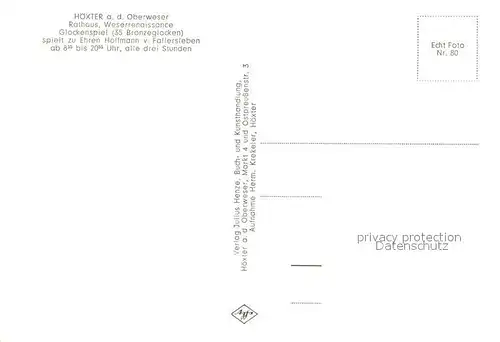 AK / Ansichtskarte Hoexter_Weser Rathaus mit Glockenspiel Fachwerk Hoexter Weser