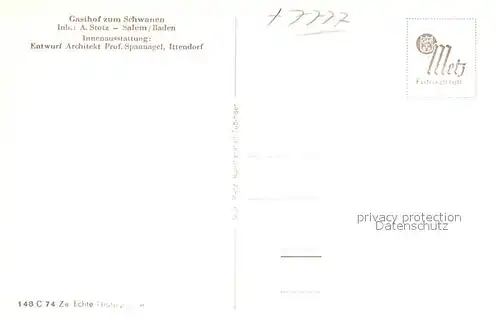 AK / Ansichtskarte Salem_Baden Gasthof zum Schwanen Gaststube Salem_Baden