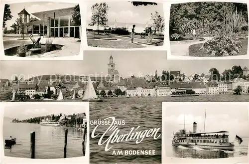 AK / Ansichtskarte ueberlingen_Bodensee Brunnen Minigolf Stadtgarten Hafen Faehre Stadtansicht vom See aus ueberlingen Bodensee