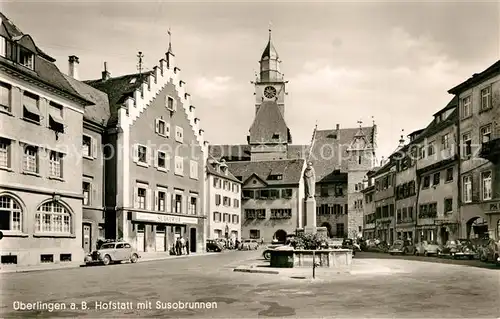 AK / Ansichtskarte ueberlingen_Bodensee Hofstatt mit Susobrunnen Muensterkirche ueberlingen Bodensee