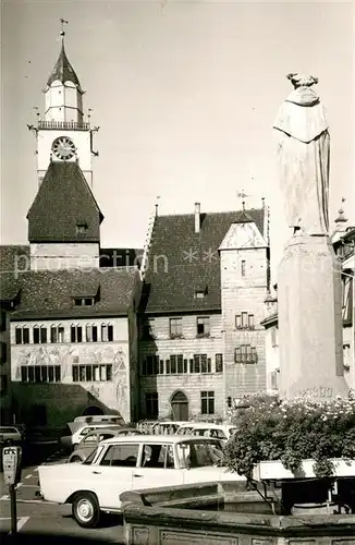 AK / Ansichtskarte ueberlingen_Bodensee Innenstadt Brunnen Statue Kirche ueberlingen Bodensee