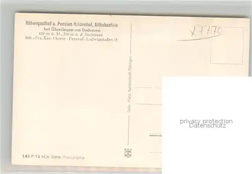 AK / Ansichtskarte ueberlingen_Bodensee Hoehengasthof Pension Haldenhof Seeblick ueberlingen Bodensee