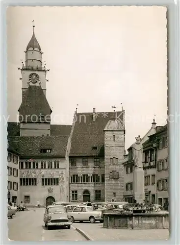 AK / Ansichtskarte ueberlingen_Bodensee Hofstatt Brunnen Muensterkirche ueberlingen Bodensee