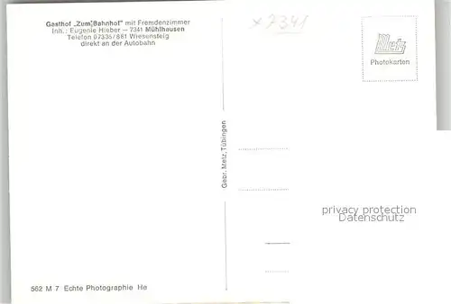 AK / Ansichtskarte Muehlhausen_Taele Gasthof Zum Bahnhof Muehlhausen_Taele