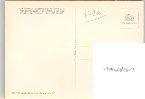 AK / Ansichtskarte Wiesensteig Albhotel Malakoff Wiesensteig