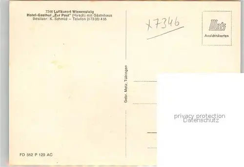 AK / Ansichtskarte Wiesensteig Hotel Gasthof Zur Post Wiesensteig