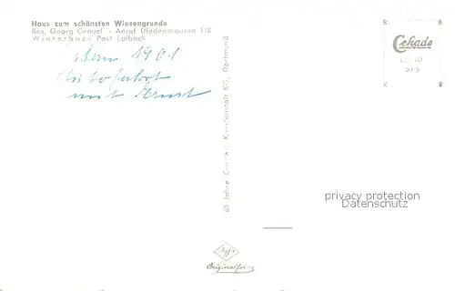 AK / Ansichtskarte Winterberg_Hochsauerland Winterbachtal Haus zum schoensten Wiesengrunde Winterberg_Hochsauerland