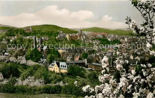 AK / Ansichtskarte Siegen_Westfalen Blick vom Giersberg mit Oberem Schloss Nikolaiturm und Michaelkirche Siegen_Westfalen