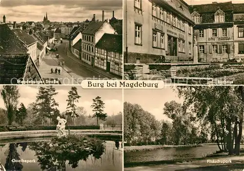 AK / Ansichtskarte Burg_Magdeburg Magdeburger Strasse Rathaus Flickschupark Goethepark Burg Magdeburg