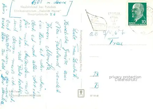 AK / Ansichtskarte Neufahrland bei Potsdam Kliniksanatorium Heinrich Heine  Neufahrland