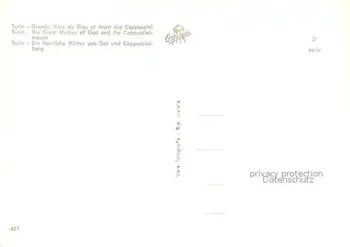 AK / Ansichtskarte Turin_Piemonte Die Herrliche Mutter von Got und Cappucciniberg Turin Piemonte