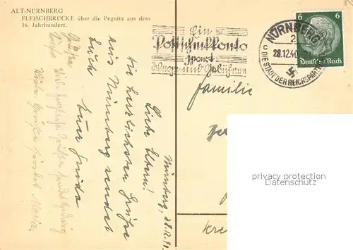 AK / Ansichtskarte Nuernberg Altstadt Fleischbruecke ueber Pegnitz  Nuernberg
