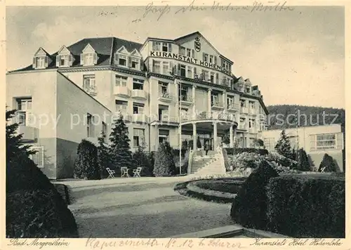 AK / Ansichtskarte Bad_Mergentheim Kuranstalt Hotel Hohenlohe Bad_Mergentheim