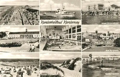 AK / Ansichtskarte Norderney_Nordseebad Nordstrand West Strandbad Kurhaus Wellenbad Kurplatz Strand Duenen Badefreuden Norderney_Nordseebad