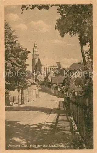 AK / Ansichtskarte Kamenz_Sachsen Blick auf die Stadtkirche Kamenz Sachsen