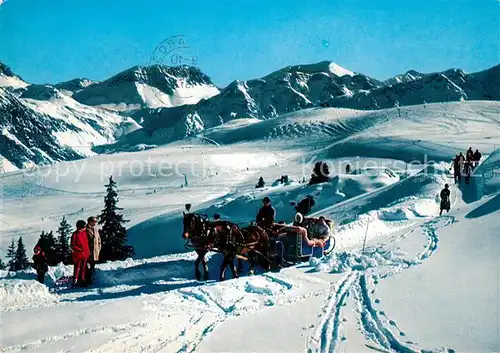 AK / Ansichtskarte Arosa_GR Arlenwaldstrasse Pferdeschlitten Winterlandschaft Arosa_GR