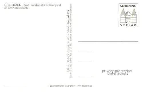 AK / Ansichtskarte Greetsiel Ortsmotiv Windmuehlen Kirche Fischkutter Hafen Greetsiel