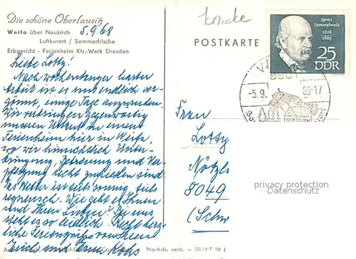 AK / Ansichtskarte Weifa Erbgericht Ferienheim KFZ Werk Dresden Gaststaette Saal Weifa