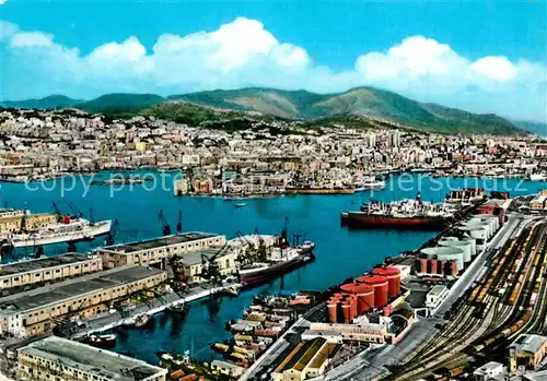AK / Ansichtskarte Genova_Genua_Liguria Panorama Hafen Fliegeraufnahme Genova_Genua_Liguria
