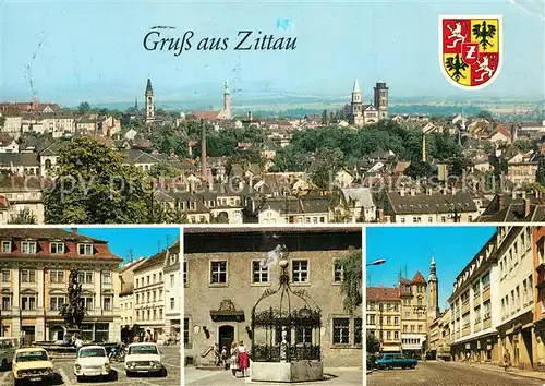 AK / Ansichtskarte Zittau Stadtpanorama Motive Innenstadt Brunnen Zittau