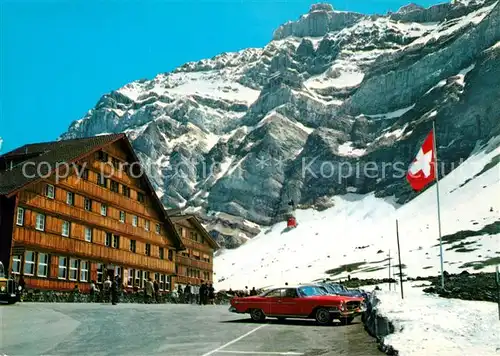 AK / Ansichtskarte Schwaegalp_AR Berghotel Restaurant mit Saentis Appenzeller Alpen Schwaegalp AR