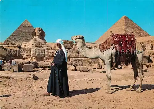 AK / Ansichtskarte Giza Sphinx and the Pyramids of Cheops and Chephren Giza