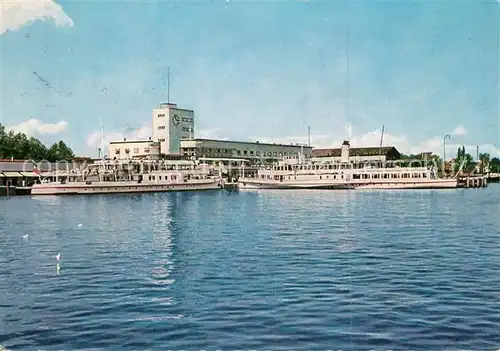 AK / Ansichtskarte Friedrichshafen_Bodensee Hafenbahnhof Faehren Ansicht vom See aus Friedrichshafen Bodensee