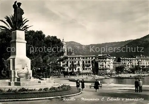 AK / Ansichtskarte Rapallo_Liguria Monumento Cristobal Colombo e passeggiata Rapallo Liguria