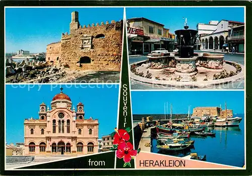 AK / Ansichtskarte Heraklion_Iraklio Festung Gebaeude Brunnen Hafen Heraklion Iraklio