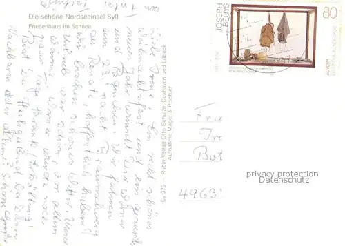 AK / Ansichtskarte Insel_Sylt Friesenhaus im Schnee Insel_Sylt