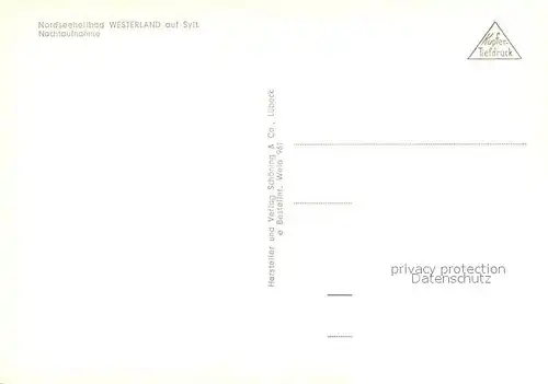 AK / Ansichtskarte Westerland_Sylt Promenade Nachtaufnahme Kupfertiefdruck Westerland_Sylt