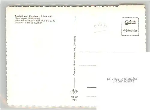 AK / Ansichtskarte ueberlingen_Bodensee Gasthaus Zur Sonne  ueberlingen Bodensee