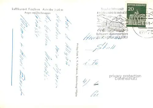 AK / Ansichtskarte Fischen_Allgaeu Anger mit Dorfbrunnen Fischen Allgaeu