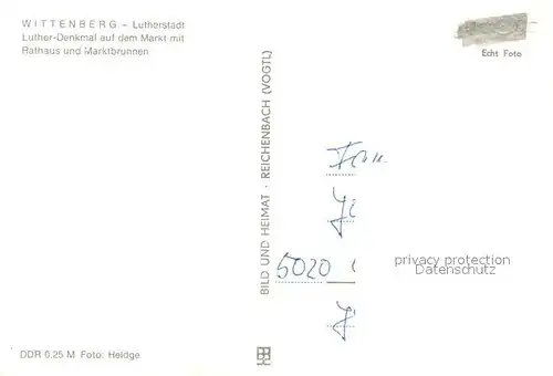 AK / Ansichtskarte Wittenberg_Lutherstadt Luther Denkmal Markt Rathaus Brunnen Wittenberg_Lutherstadt