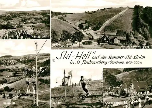 AK / Ansichtskarte St_Andreasberg_Harz Ski Heil Sommerskibahn Matthias Schmidt Berg Talstation Sessellift St_Andreasberg_Harz
