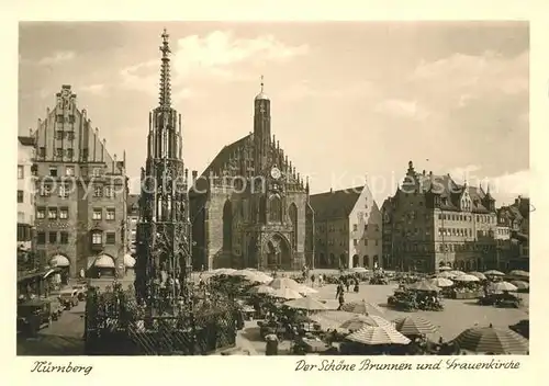 AK / Ansichtskarte Nuernberg Frauenkirche und Brunnen Nuernberg