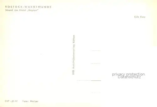 AK / Ansichtskarte Warnemuende_Ostseebad Hotel Neptun Strand  Warnemuende_Ostseebad