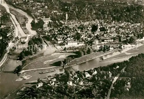 AK / Ansichtskarte Hann._Muenden Fliegeraufnahme Flusspartie Hann. Muenden