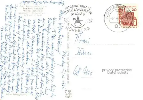 AK / Ansichtskarte Nuernberg Bratwurst Haeusle Nuernberg