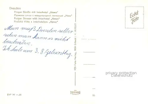 AK / Ansichtskarte Dresden Prager Strasse Interhotel Newa Dresden