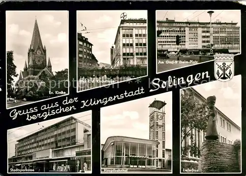 AK / Ansichtskarte Solingen Hauptbahnhof Kirchstrasse Evangelische Kirche Solingen