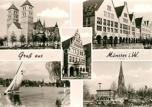 AK / Ansichtskarte Muenster_Westfalen Domplatz Stadtweinhaus Aasee Muenster_Westfalen